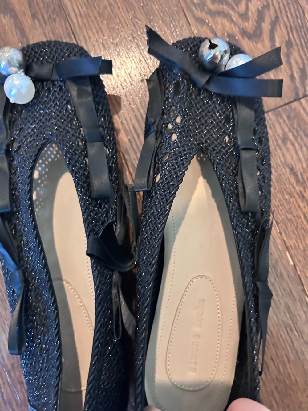 Simone Rocha Black Woven Ballet Flats with Bow - Picture 2 of 4